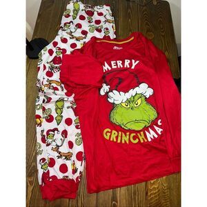 DR SEUSS THE GRINCH SHIRT & PANTS SLEEPWEAR PAJAMA SET MERRY GRINCHMAS SZ XXL 2X
